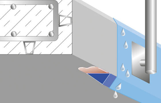 Tropfkantenprofil für Balkon und Bauunterseiten auf Beton.